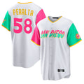 Cooneas S.Diego Padres #58 Wandy Peralta Player White City Connect Home Game Stitched Jerseys
