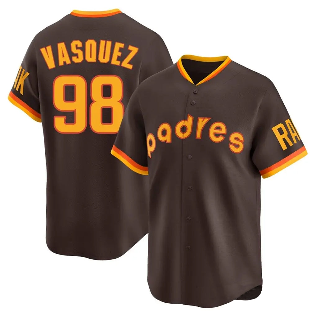 Cooneas S.Diego Padres #98 Randy Vasquez Player Brown Home Cooperstown Collection Replica Game Stitched Jerseys