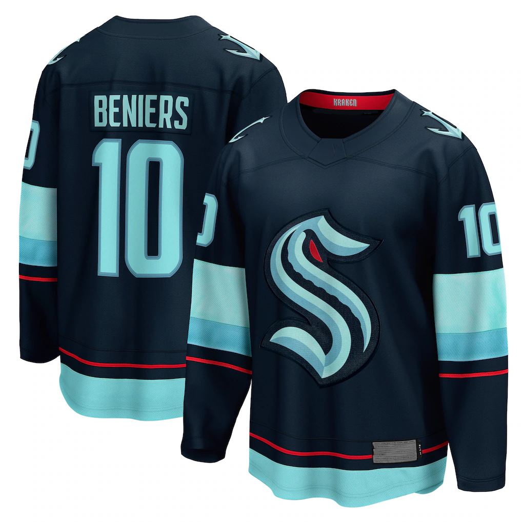 Cooneas S.Kraken #10 Matty Beniers Deep Sea Blue Premier Breakaway Player Jerseys