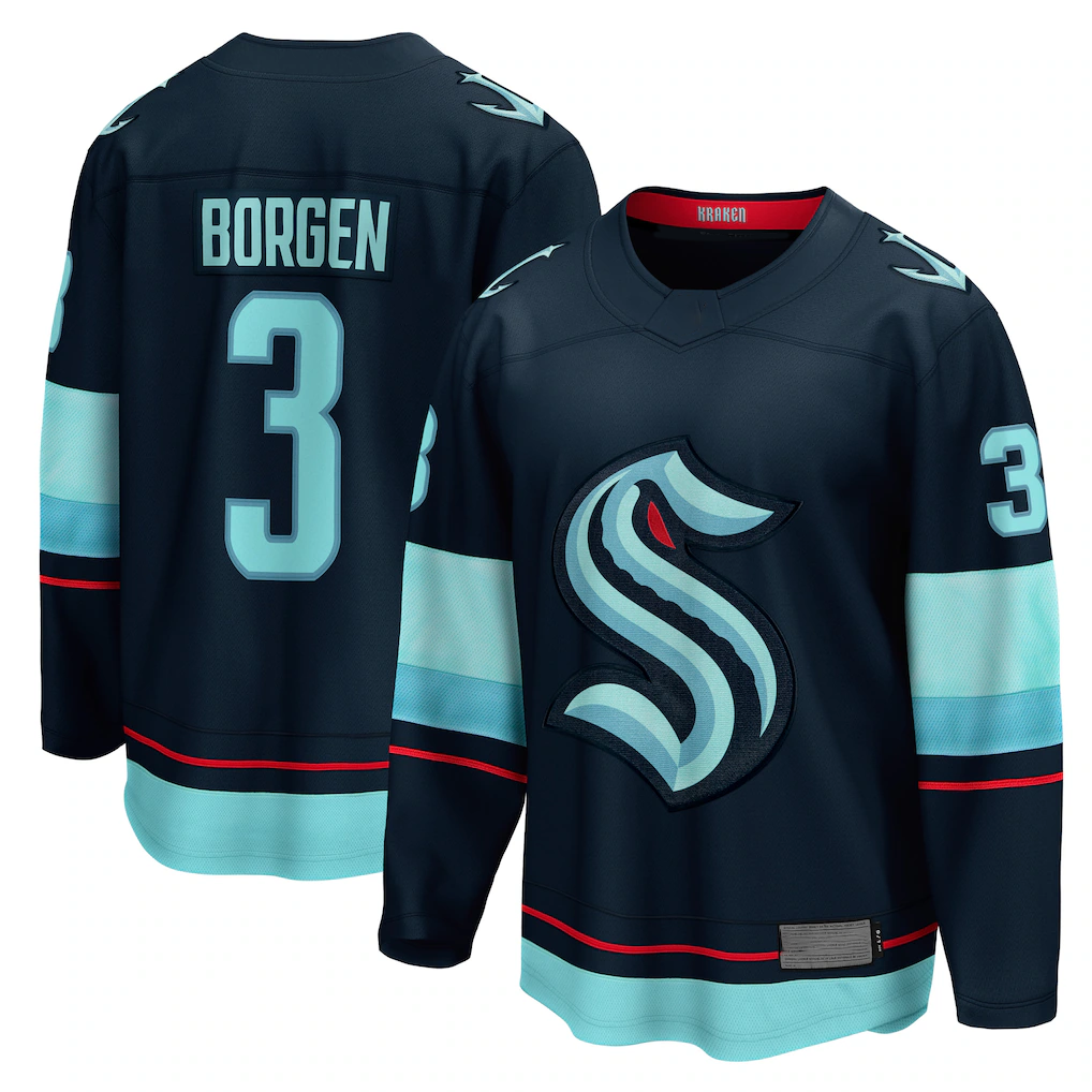 Cooneas S.Kraken #3 Will Borgen Deep Sea Blue Home Breakaway Player Jerseys