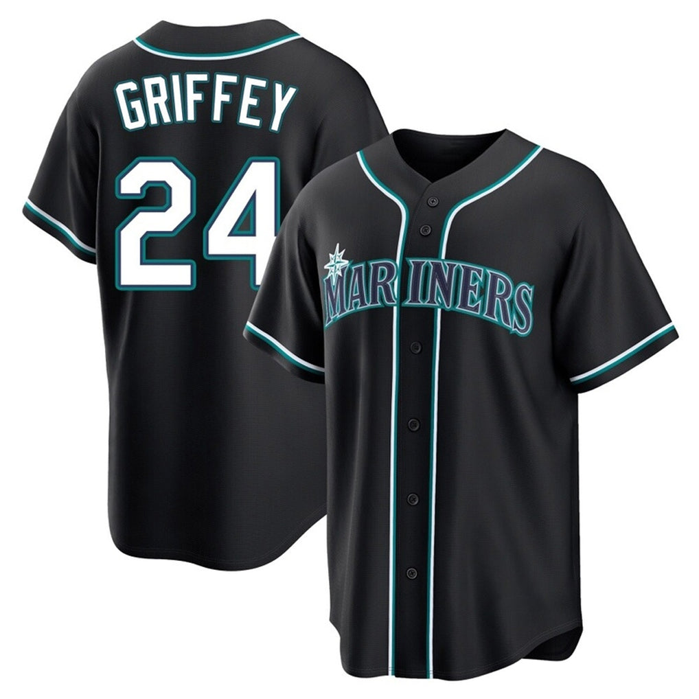 Cooneas S.Mariners #24 Ken Griffey Jr Player Black Fashion Home Limited Stitched Jerseys