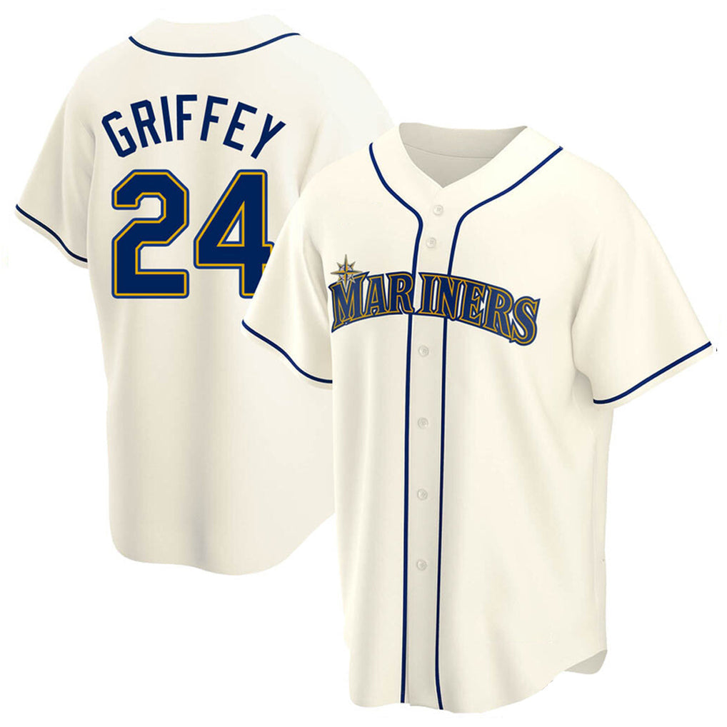 Cooneas S.Mariners #24 Ken Griffey Jr Player Cream Home Game Stitched Jerseys