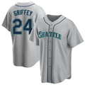 Cooneas S.Mariners #24 Ken Griffey Jr Player Gray Home Game Stitched Jerseys
