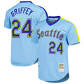 Cooneas S.Mariners #24 Ken Griffey Jr Player Light Blue Mitchell & Ness Cooperstown Collection Game Stitched Jerseys