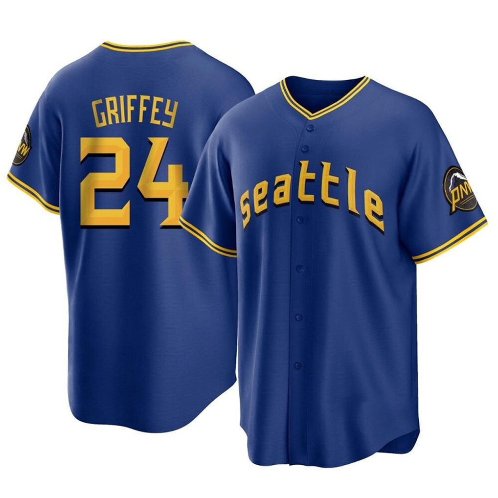 Cooneas S.Mariners #24 Ken Griffey Jr Player Royal City Connect Home Game Stitched Jerseys