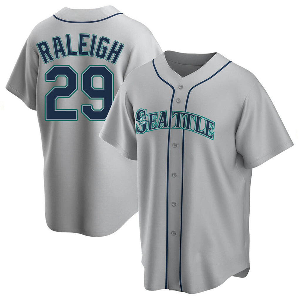 Cooneas S.Mariners #29 Cal Raleigh Player Gray Home Game Stitched Jerseys