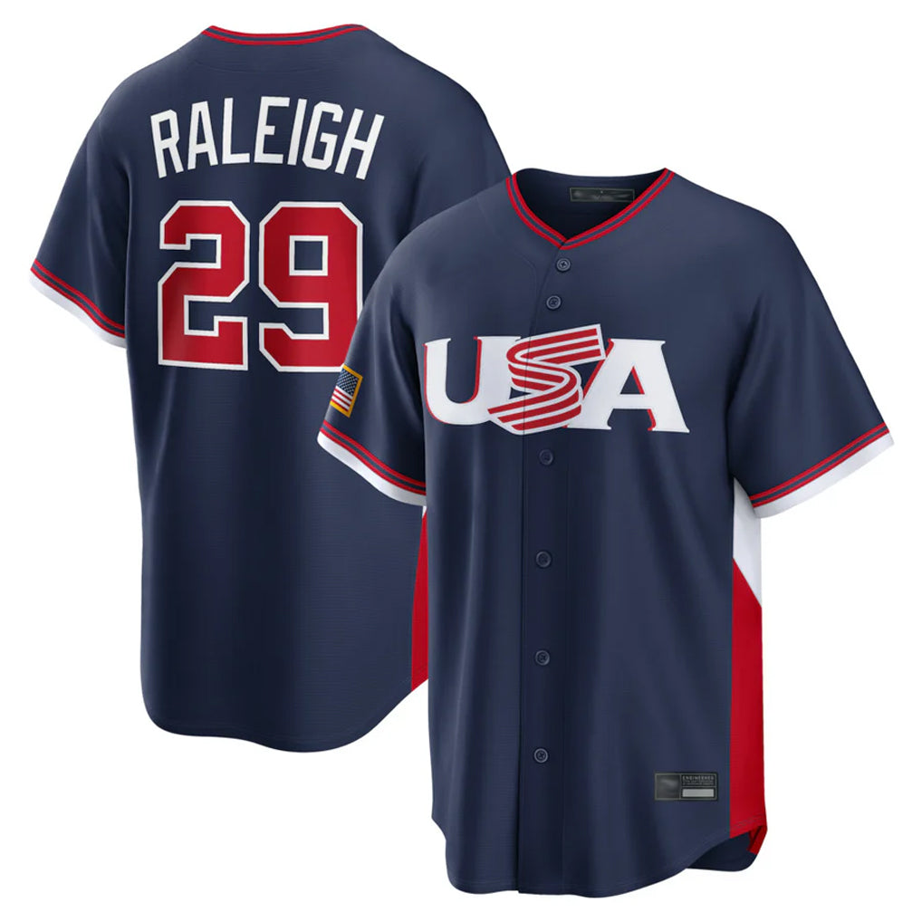 Cooneas S.Mariners #29 Cal Raleigh Player Navy USA 2026 World Classic Game Stitched Jerseys