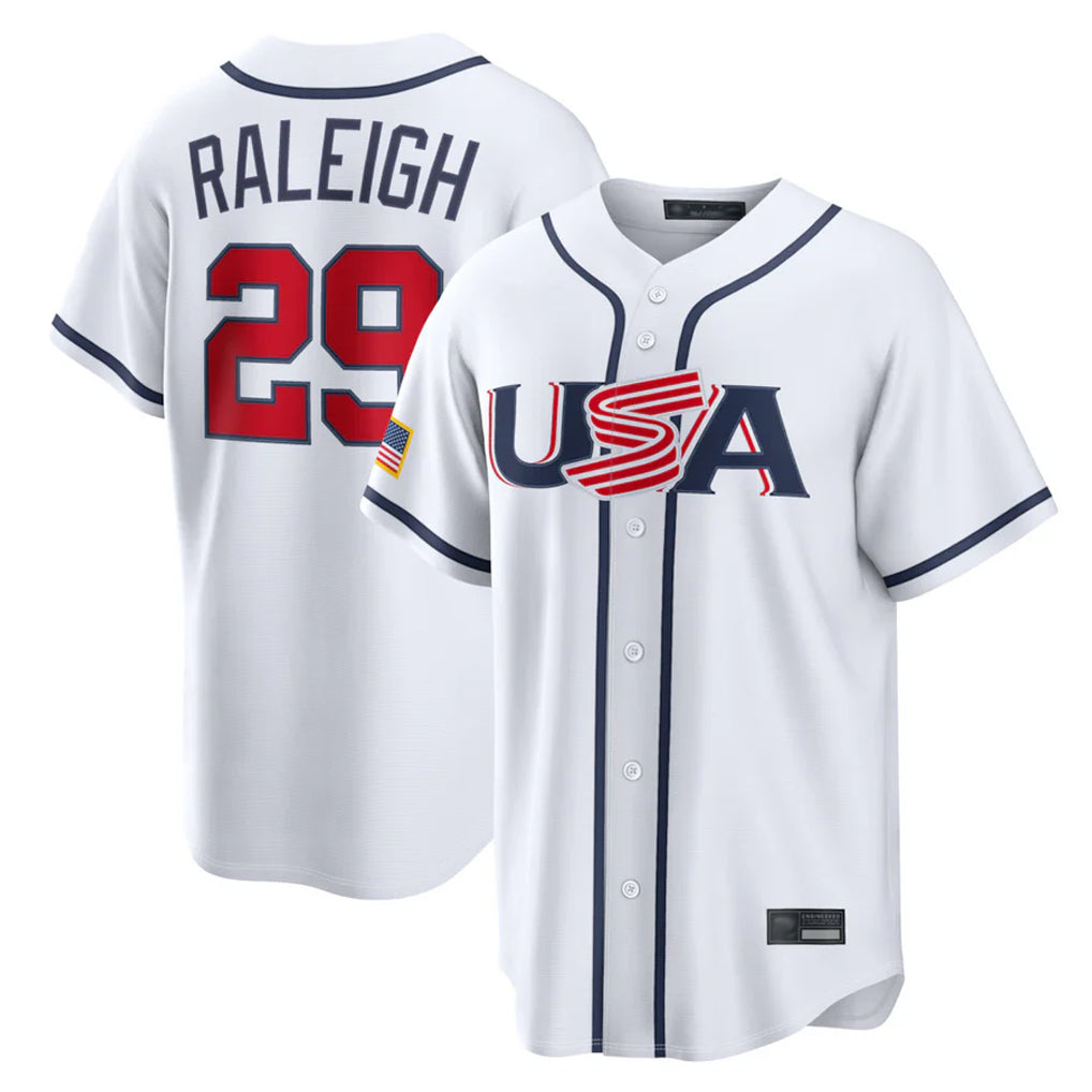 Cooneas S.Mariners #29 Cal Raleigh Player White USA 2026 World Classic Game Stitched Jerseys