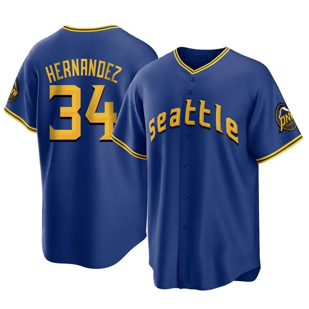 Cooneas S.Mariners #34 Felix Hernandez Player Royal City Connect Home Game Stitched Jerseys