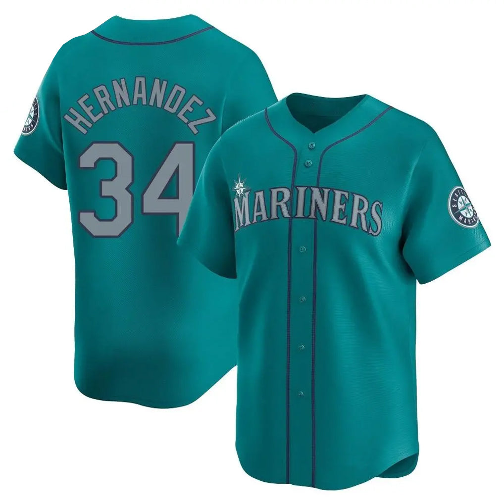 Cooneas S.Mariners #34 Felix Hernandez Player Teal Home Limited Stitched Jerseys