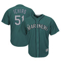 Cooneas S.Mariners #51 Ichiro Suzuki Player Aqua Majestic Cool Base Limited Stitched Jerseys