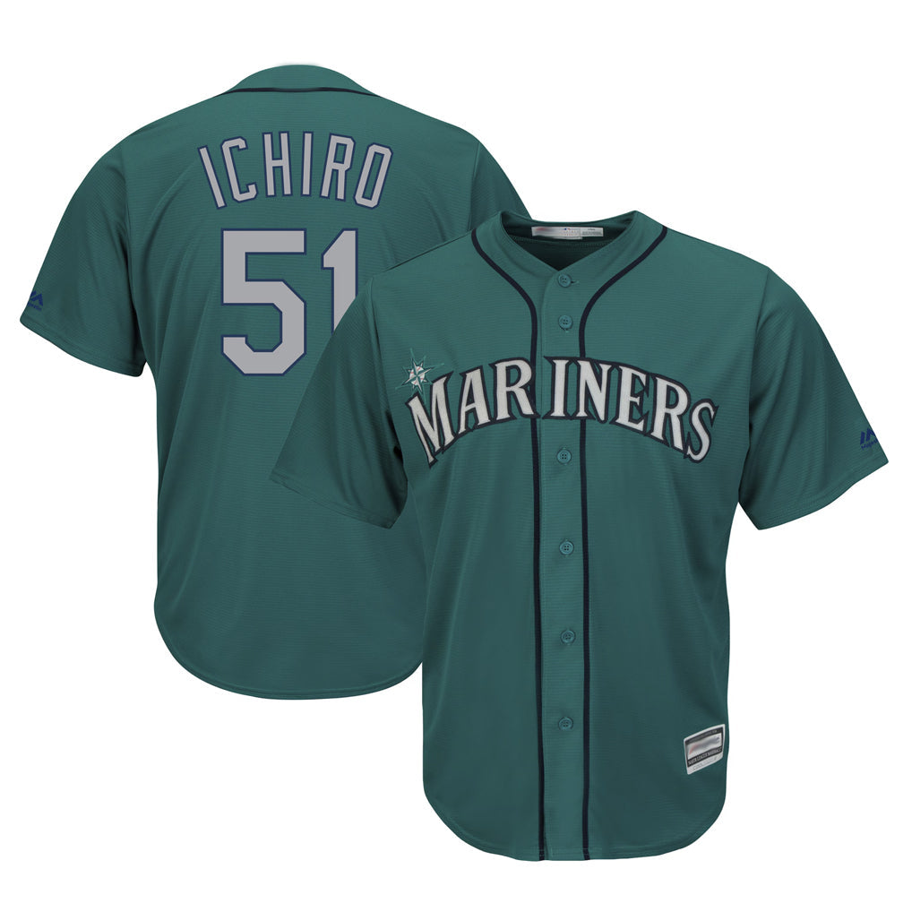 Cooneas S.Mariners #51 Ichiro Suzuki Player Aqua Majestic Cool Base Limited Stitched Jerseys