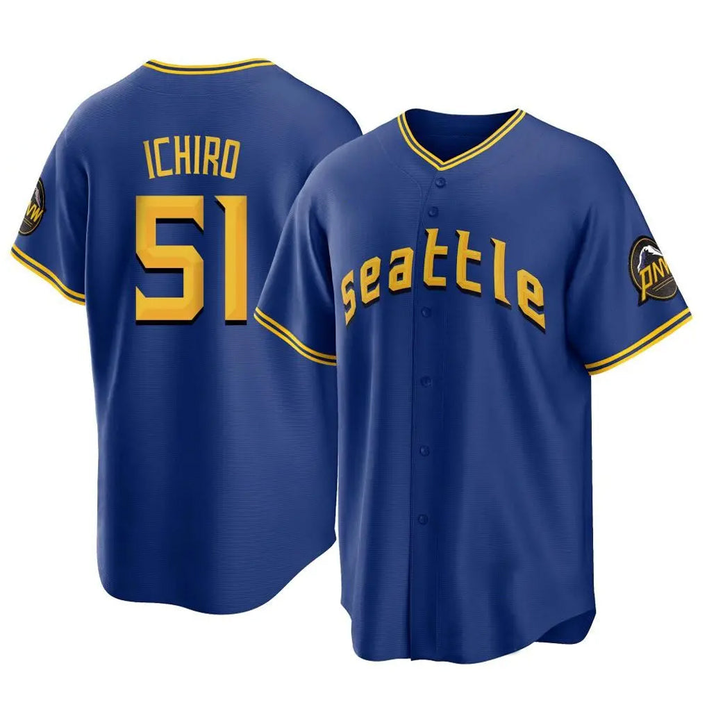 Cooneas S.Mariners #51 Ichiro Suzuki Player Royal City Connect Home Game Stitched Jerseys