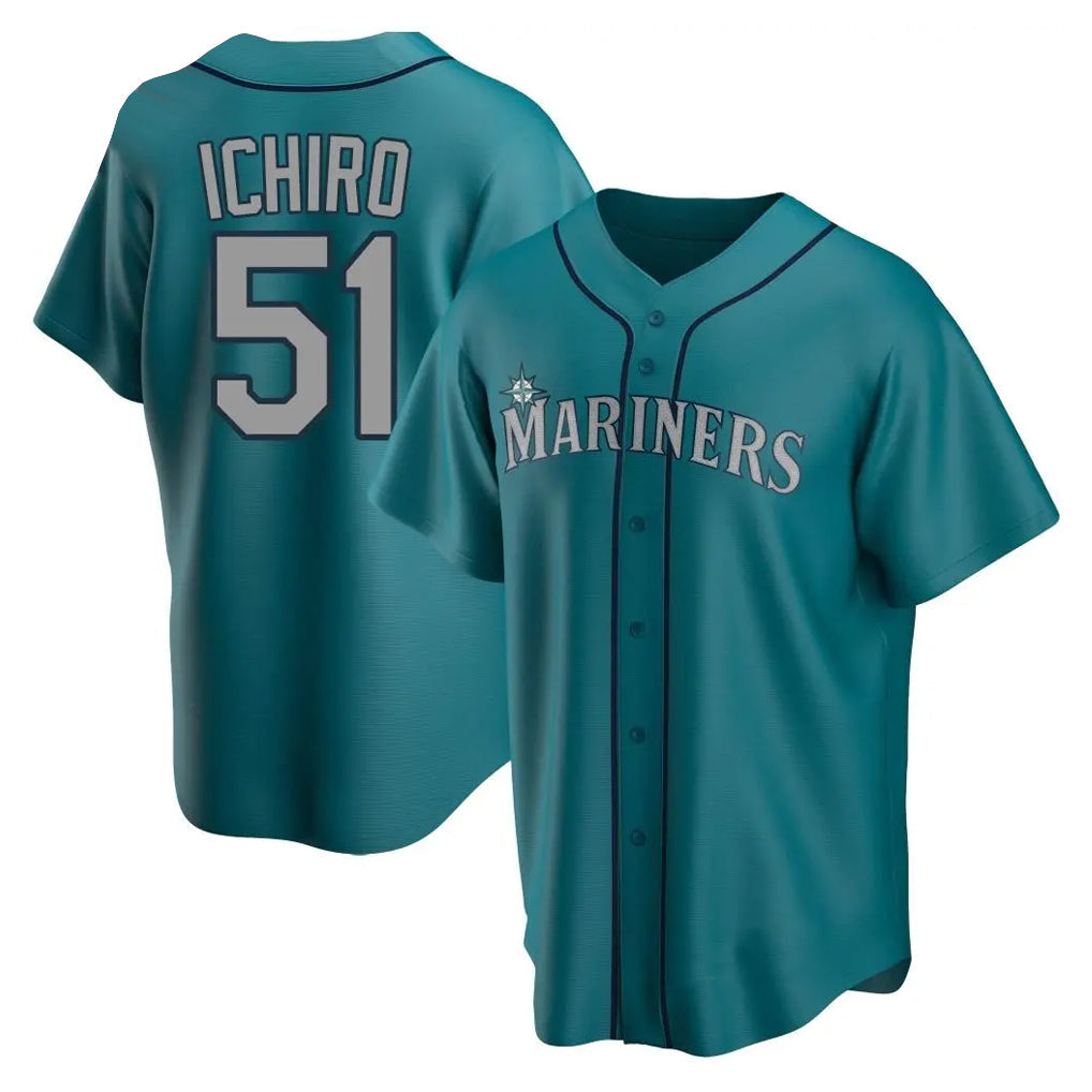 Cooneas S.Mariners #51 Ichiro Suzuki Player Teal Home Game Stitched Jerseys