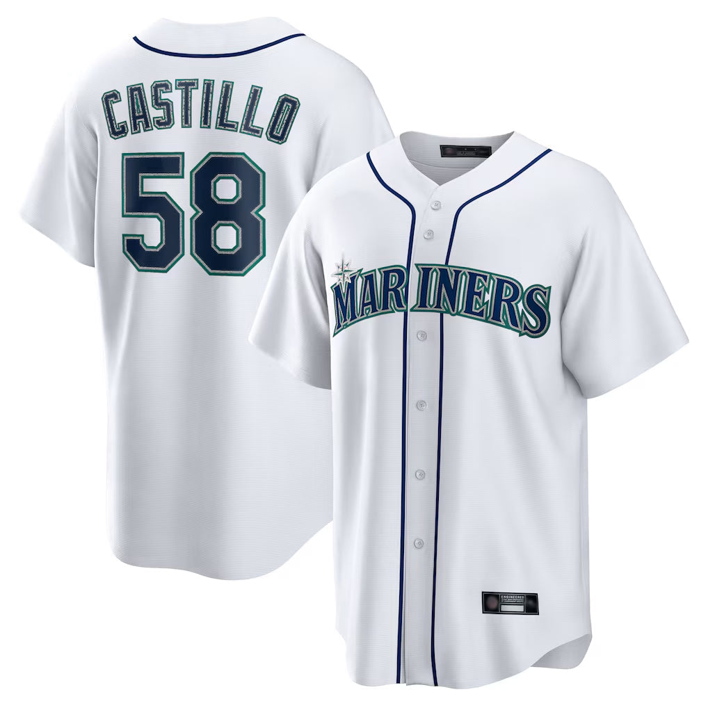 Cooneas S.Mariners #58 Luis Castillo Player White Home Game Stitched Jerseys
