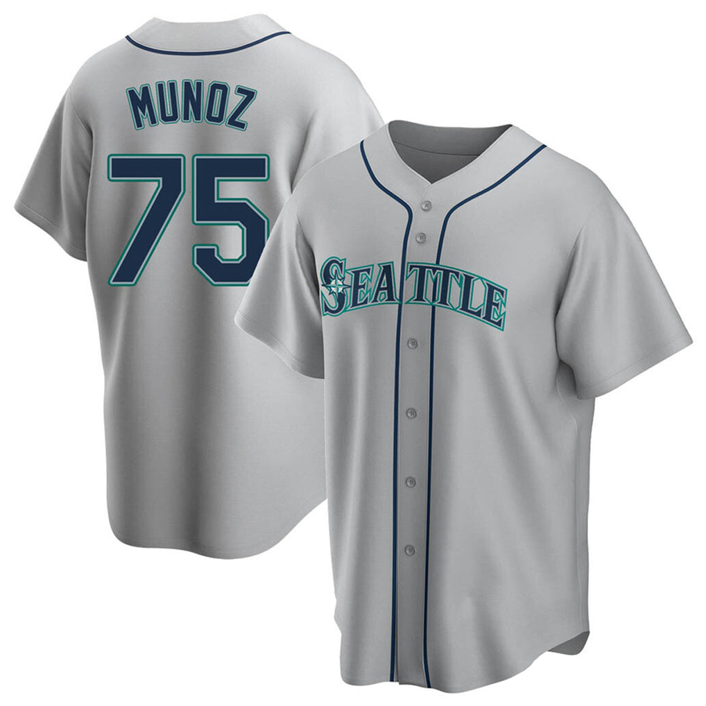 Cooneas S.Mariners #75 Andres Munoz Player Gray Home Game Stitched Jerseys