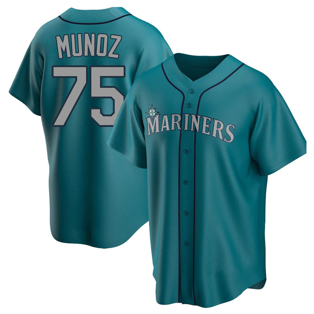 Cooneas S.Mariners #75 Andres Munoz Player Teal Home Game Stitched Jerseys