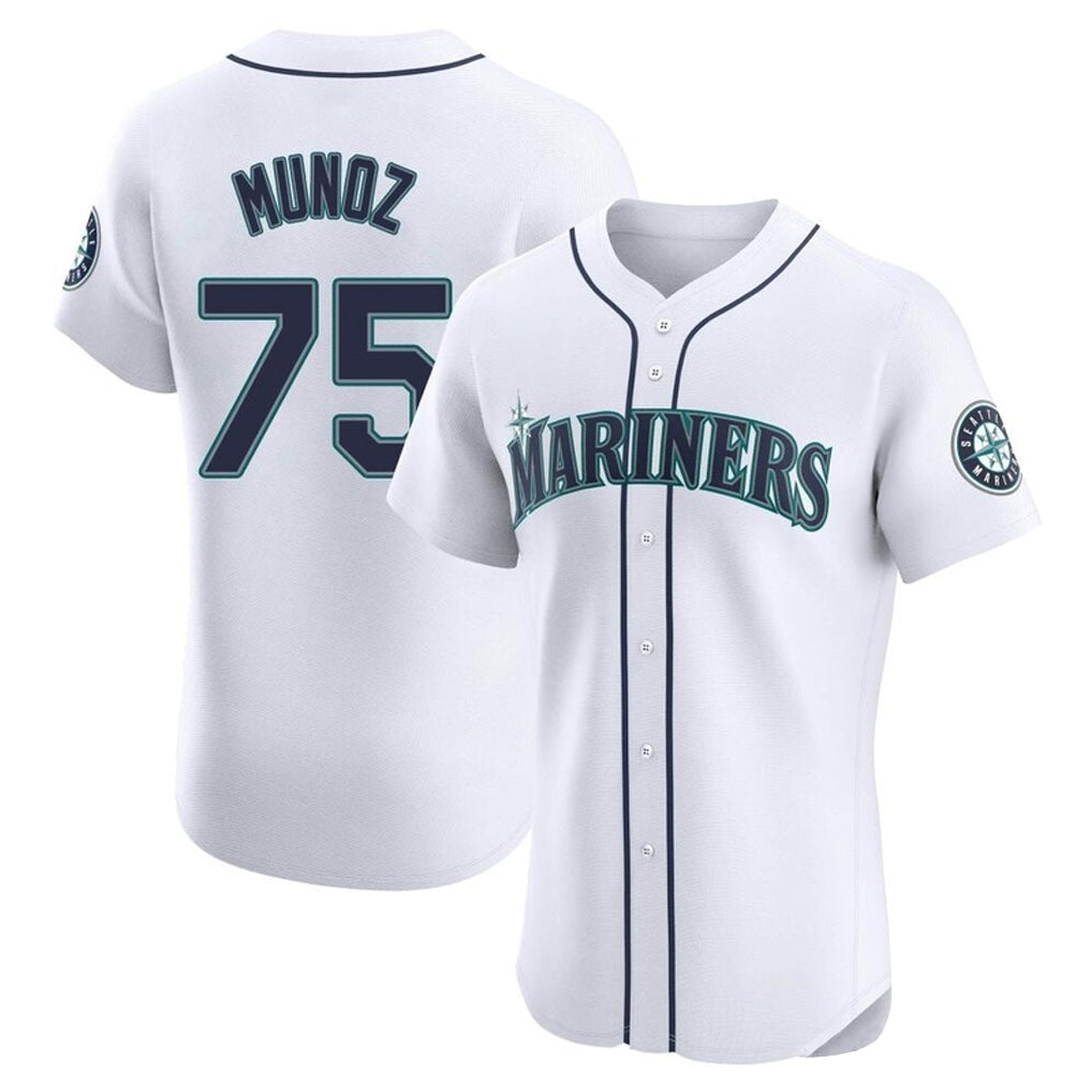 Cooneas S.Mariners #75 Andres Munoz Player White Home Limited Elite Stitched Jerseys
