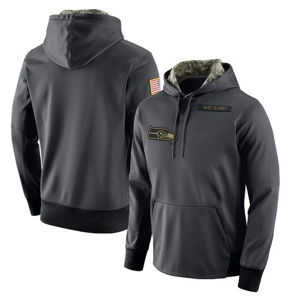 Cooneas S.Seahawks Gray Pullover Hoodies Game Blank Player Stitched Jerseys