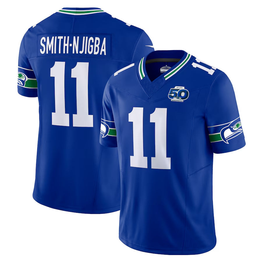 Cooneas S.Seahawks #11 Jaxon Smith-Njigba Player Royal 50th Season Vapor F.U.S.E. Limited Stitched Jerseys