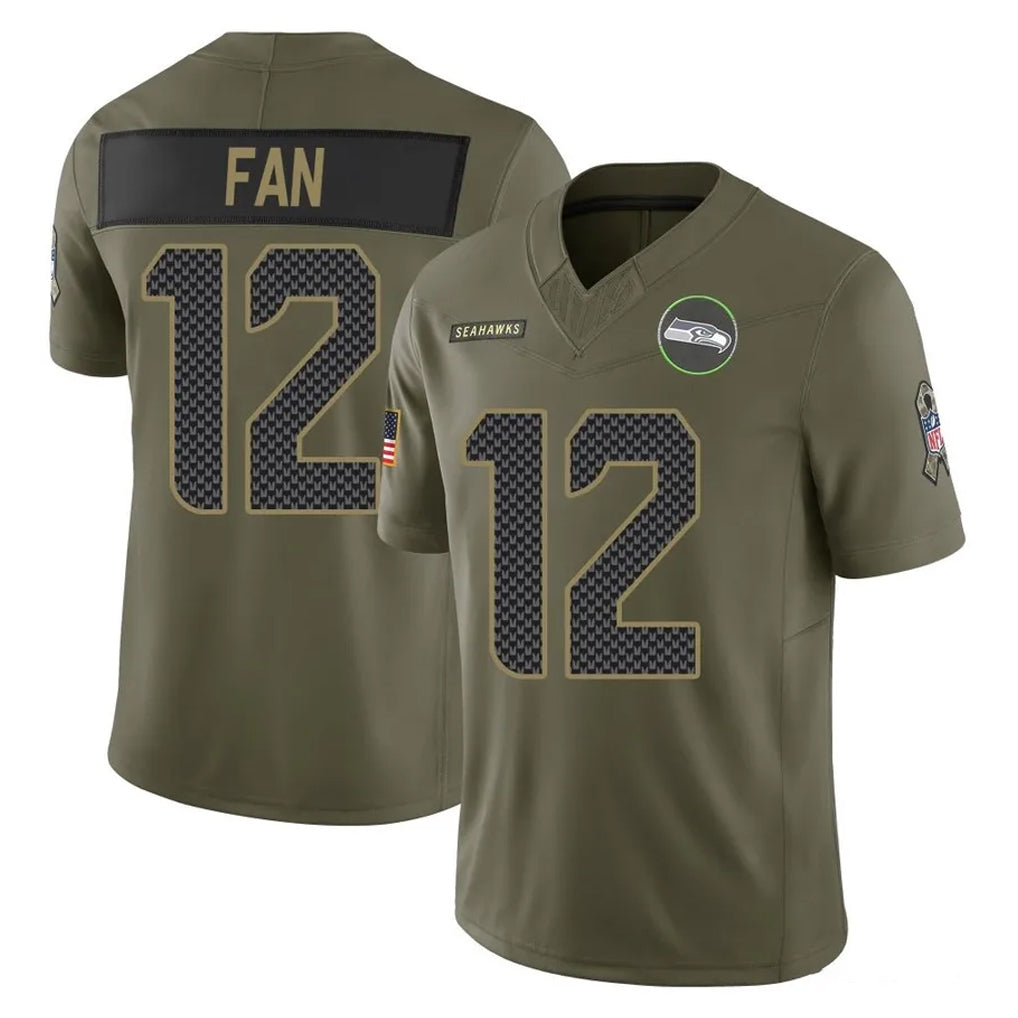 Cooneas S.Seahawks #12 12th Fan Player Olive 2025 Salute To Service Limited Home Game Stitched Jerseys