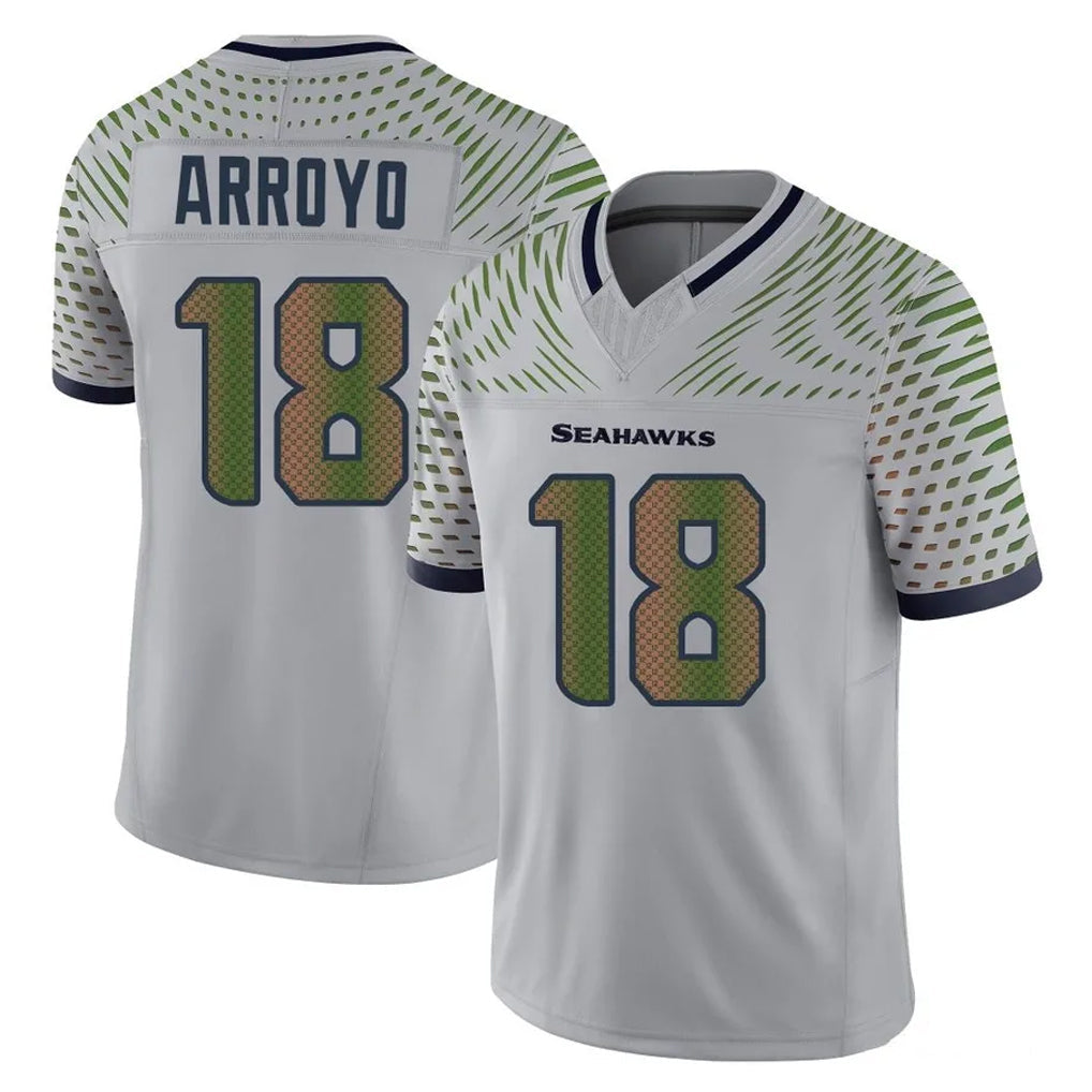 Cooneas S.Seahawks #18 Elijah Arroyo Player Grey Limited 2025 Rivalries Collection Home Game Stitched Jerseys