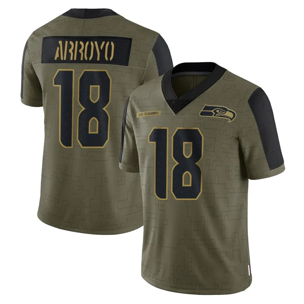 Cooneas S.Seahawks #18 Elijah Arroyo Player Olive Salute To Service Limited Game Stitched Jerseys