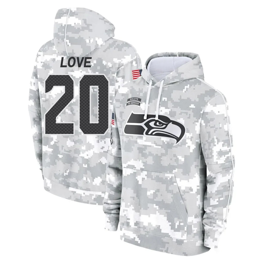 Cooneas S.Seahawks #20 Julian Love Player Arctic Camo Limited Salute to Service Pullover Hoodies Game Stitched Jerseys
