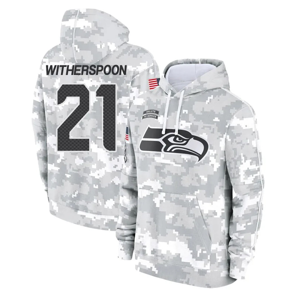 Cooneas S.Seahawks #21 Devon Witherspoon Player Arctic Camo Limited Salute to Service Pullover Hoodies Game Stitched Jerseys