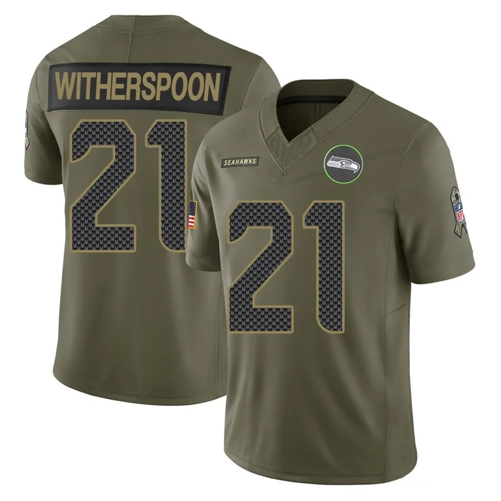 Cooneas S.Seahawks #21 Devon Witherspoon Player Olive 2025 Salute To Service Limited Home Game Stitched Jerseys