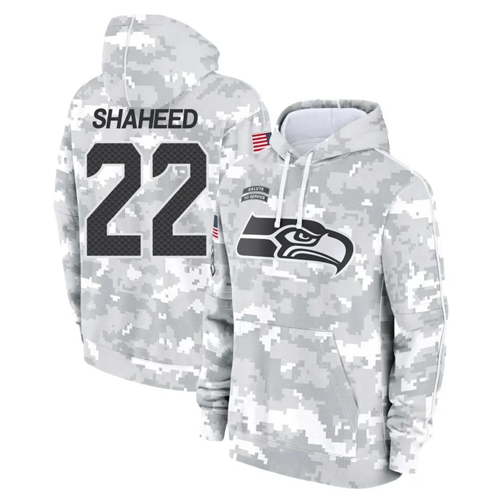 Cooneas S.Seahawks #22 Rashid Shaheed Player Arctic Camo Limited Salute to Service Pullover Hoodies Game Stitched Jerseys