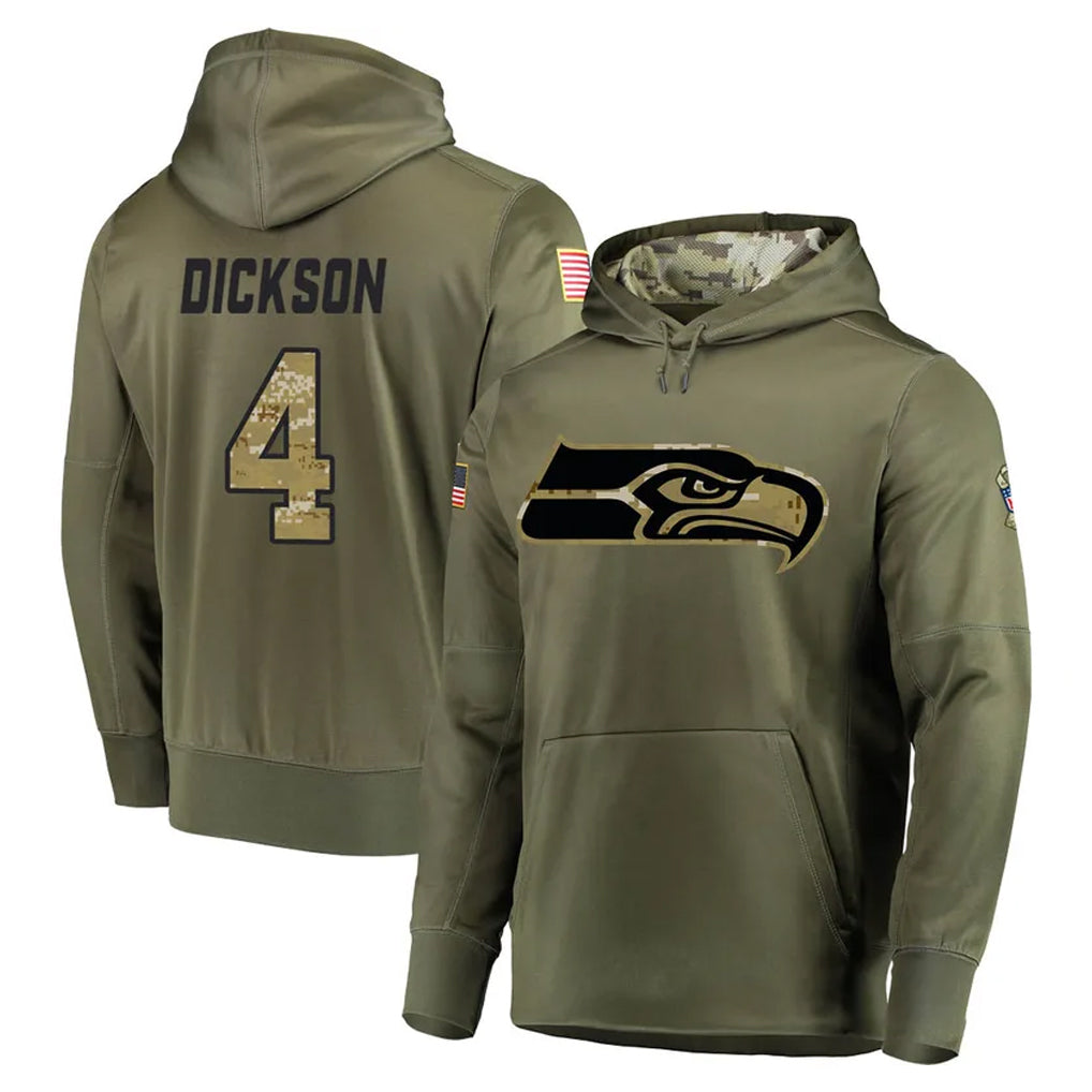 Cooneas S.Seahawks #4 Michael Dickson Player Olive Salute to Service Pullover Hoodie Home Game Stitched Jerseys