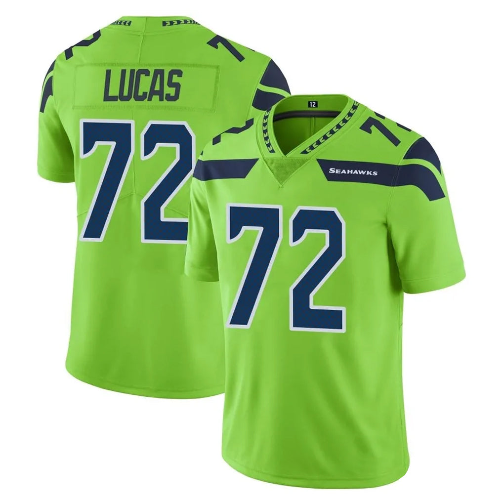 Cooneas S.Seahawks #72 Abraham Lucas Player Green Limited Color Rush Home Game Stitched Jerseys
