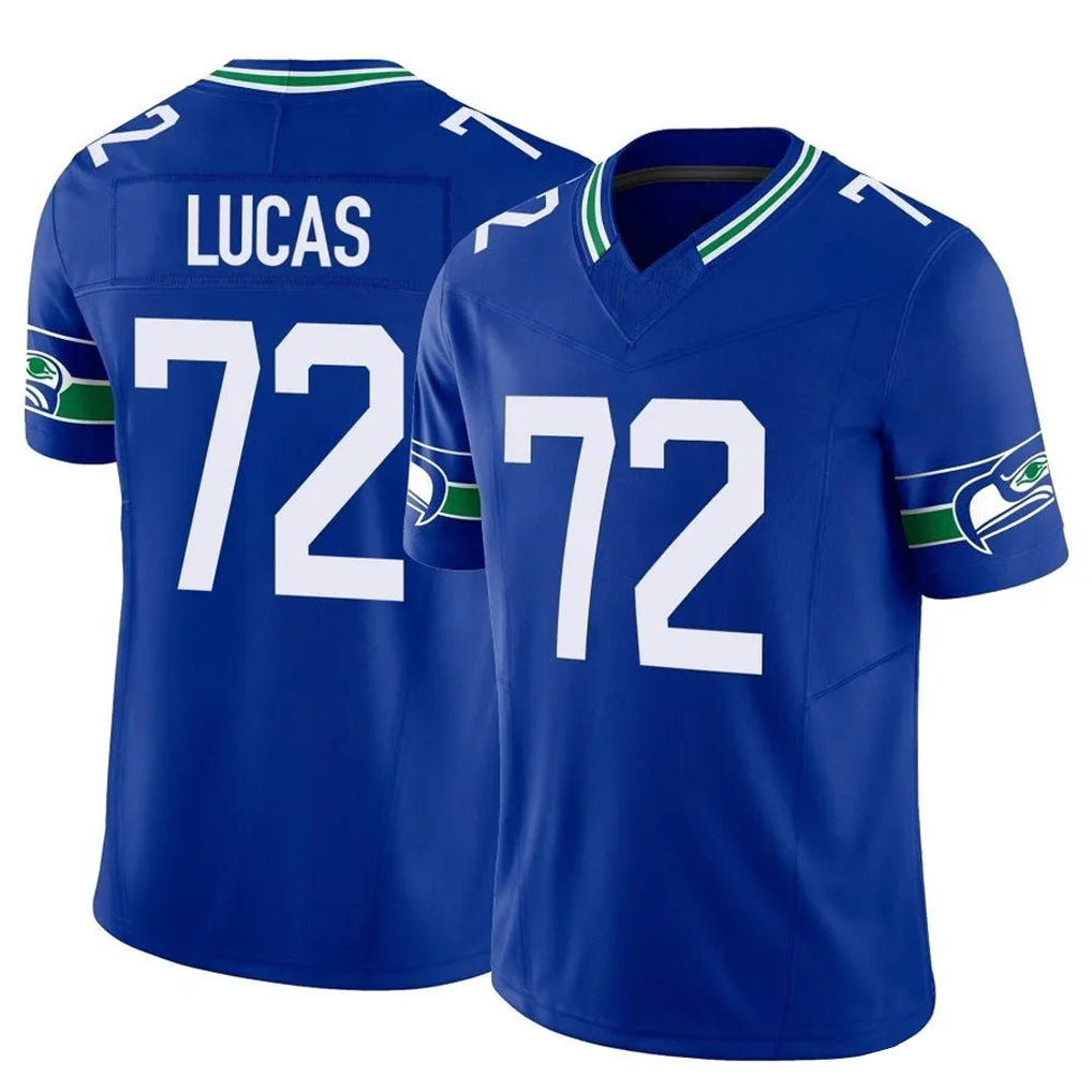 Cooneas S.Seahawks #72 Abraham Lucas Player Royal Limited Throwback Vapor F.U.S.E. Home Game Stitched Jerseys