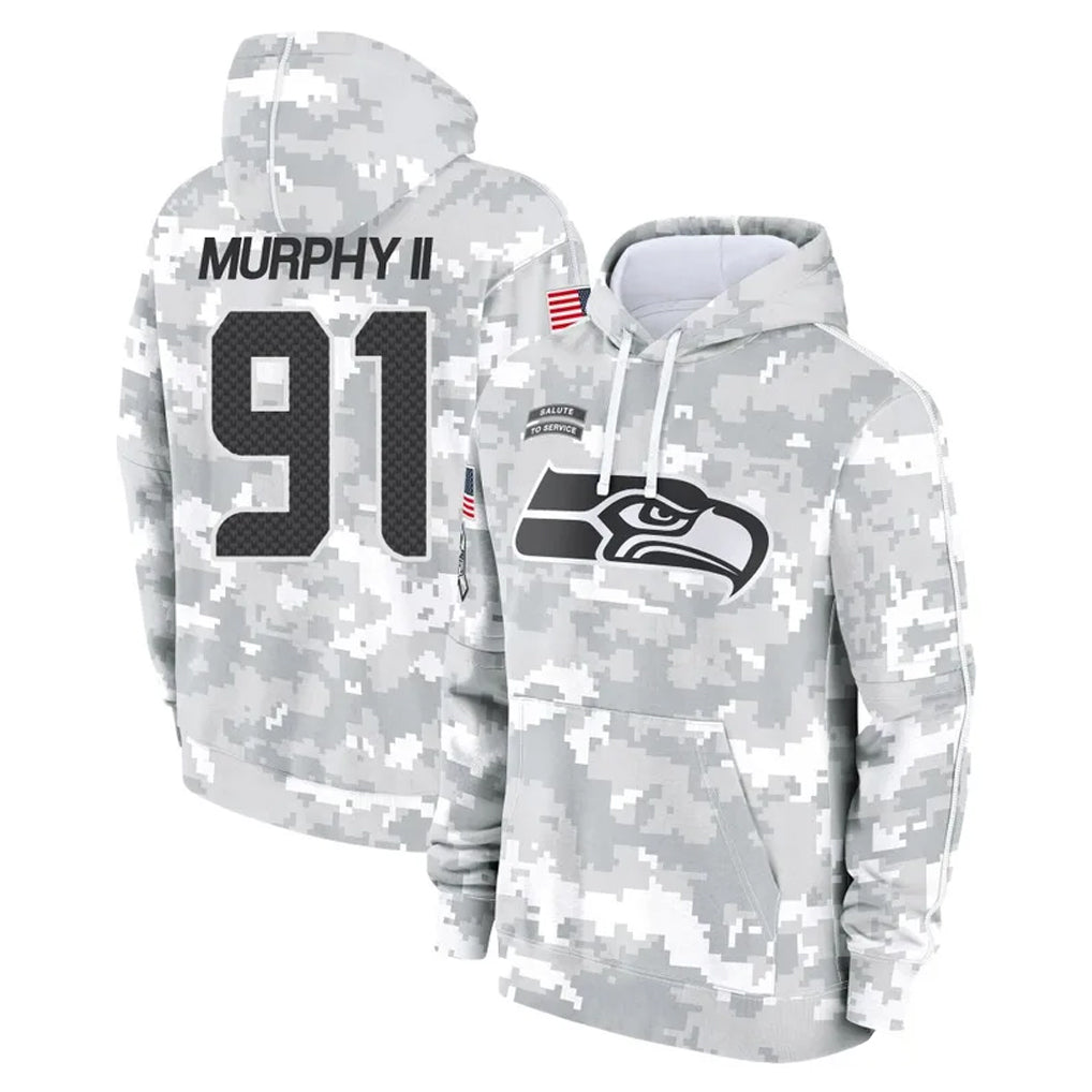 Cooneas S.Seahawks #91 Byron Murphy II Player Arctic Camo Limited Salute to Service Pullover Hoodies Game Stitched Jerseys