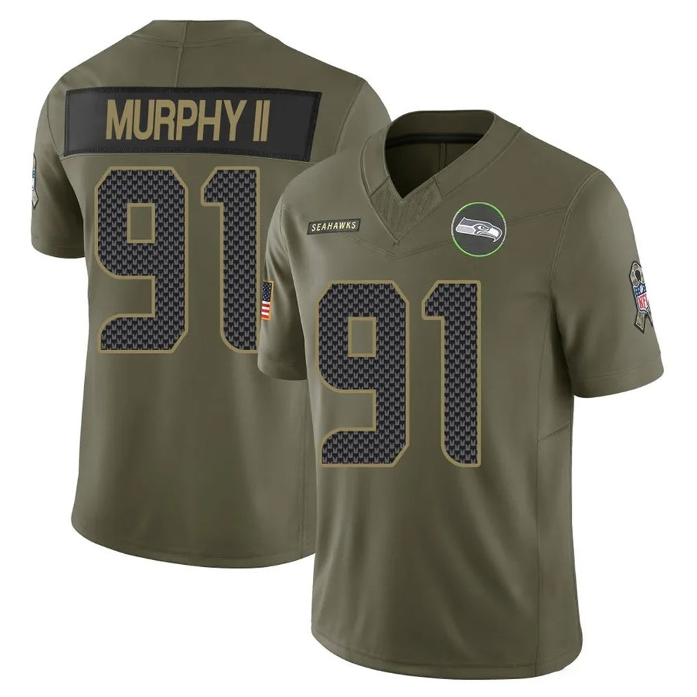 Cooneas S.Seahawks #91 Byron Murphy II Player Olive 2025 Salute To Service Limited Home Game Stitched Jerseys