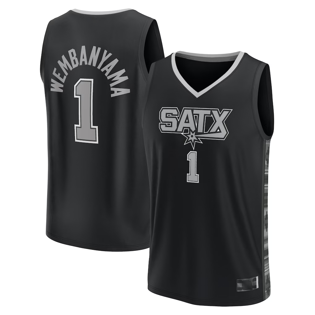 Cooneas SA.Spurs #1 Victor Wembanyama Fanatics Black Fast Break Player Jerseys - Statement Edition
