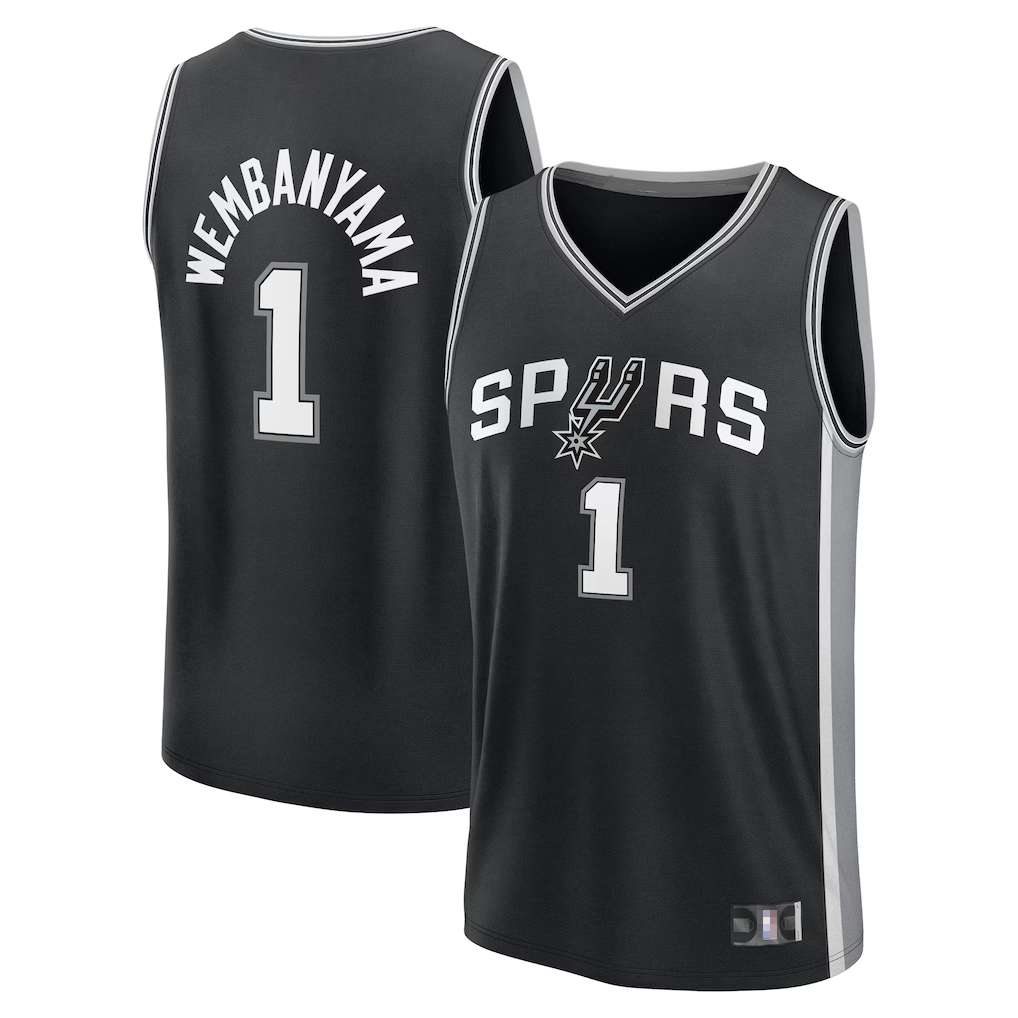 Cooneas SA.Spurs #1 Victor Wembanyama Fanatics Black Fast Break Replica Player Jerseys - Icon Edition
