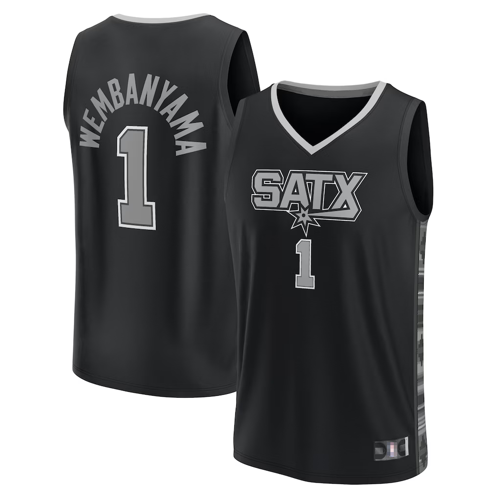 Cooneas SA.Spurs #1 Victor Wembanyama Fanatics Black Fast Break Replica Player Jerseys - Statement Edition