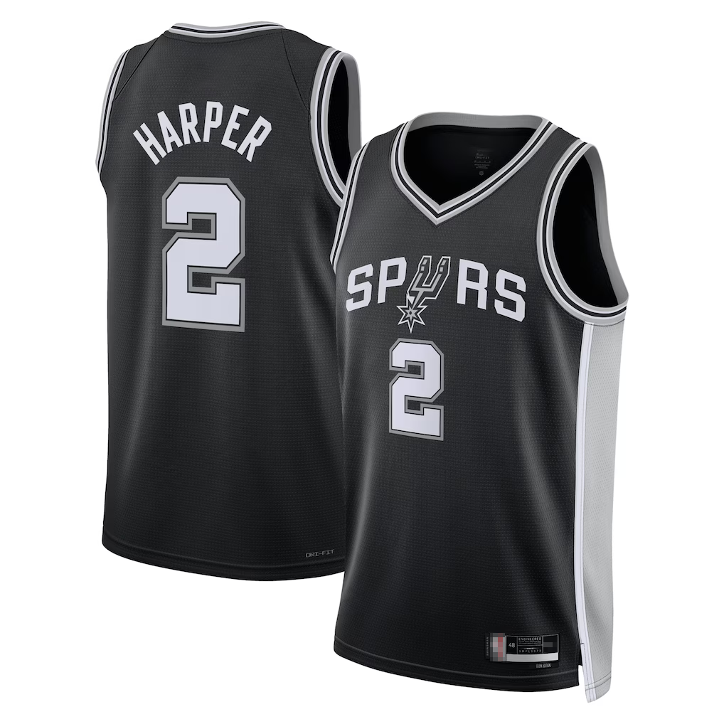 Cooneas SA.Spurs #2Dylan Harper Black 2025 NBA Draft First Round Pick Swingman Jerseys - Icon Edition