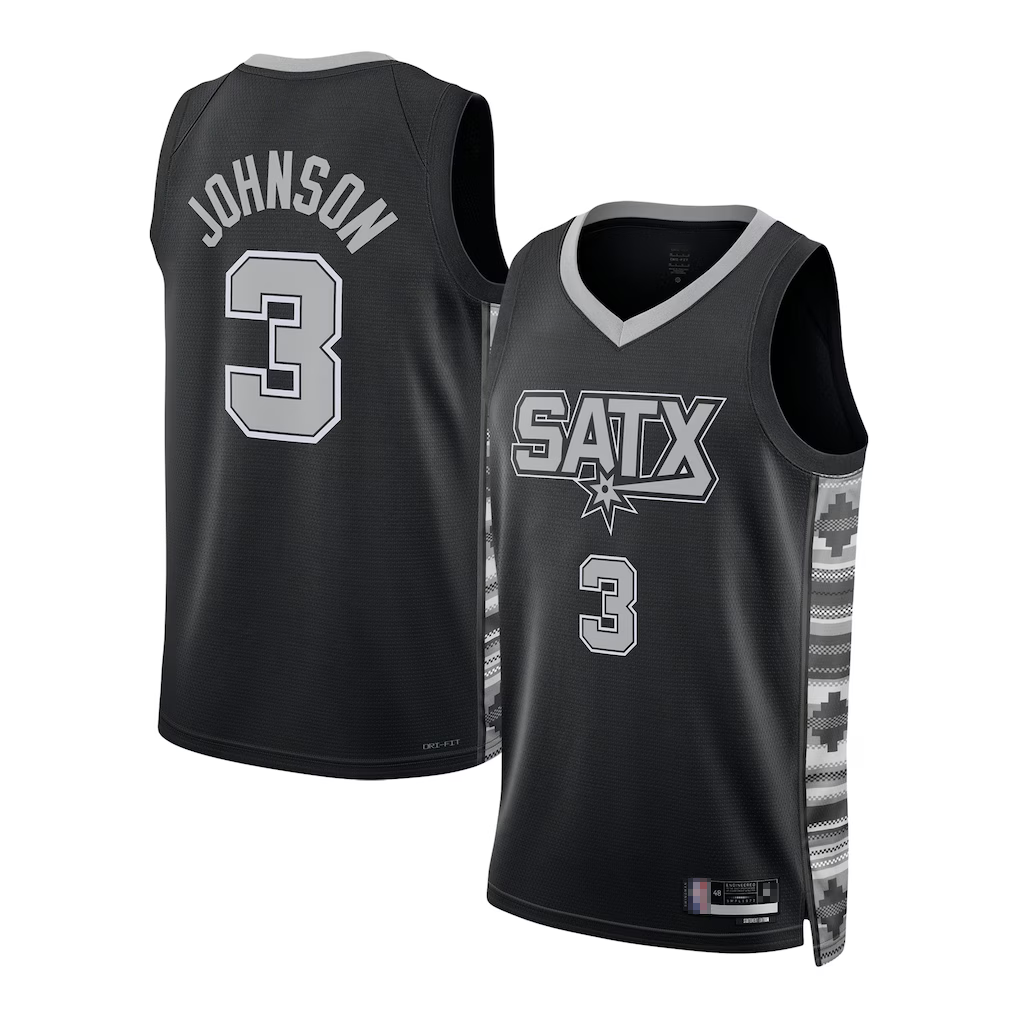 Cooneas SA.Spurs #3 Keldon Johnson Black Swingman Jerseys - Statement Edition