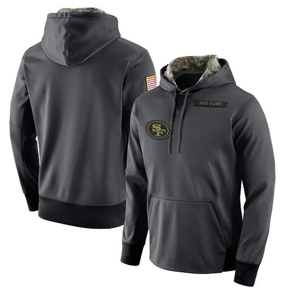 Cooneas SF.49ers Anthracite Pullover Hoodies Home Game Blank Player Stitched Jerseys