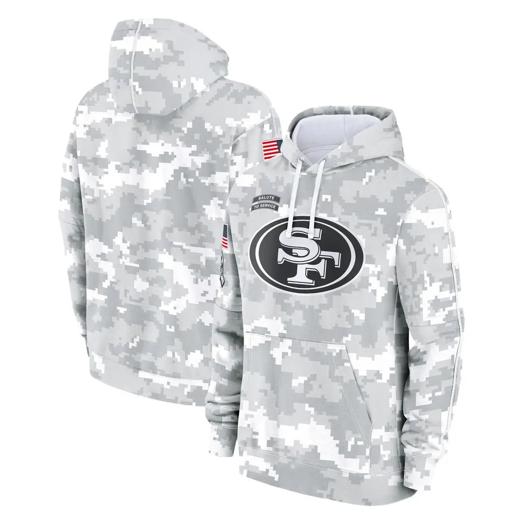 Cooneas SF.49ers Arctic Camo Limited Salute to Service Pullover Hoodies Game Blank Player Stitched Jerseys