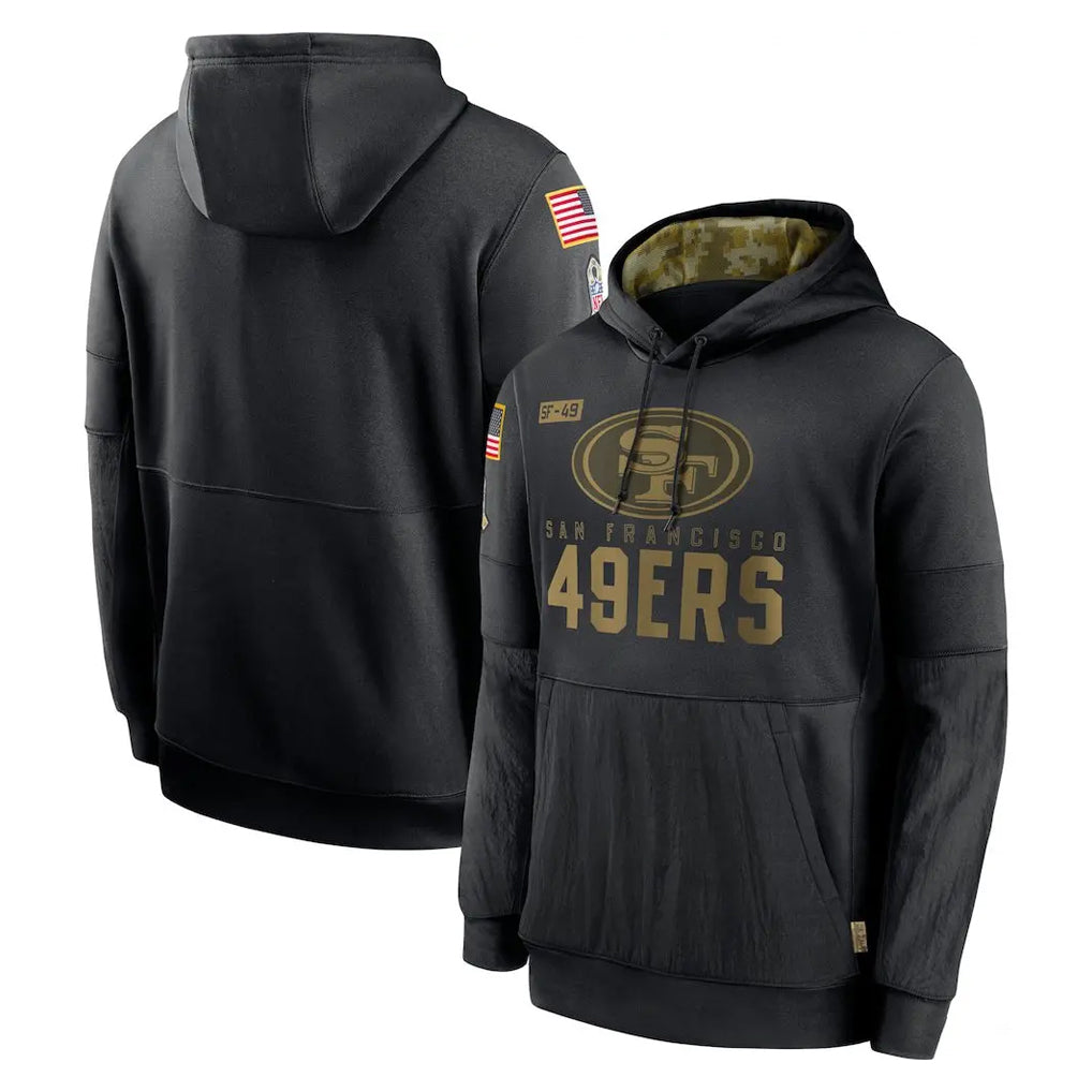 Cooneas SF.49ers Black Salute to Service Sideline Performance Pullover Hoodies Home Game Blank Player Stitched Jerseys