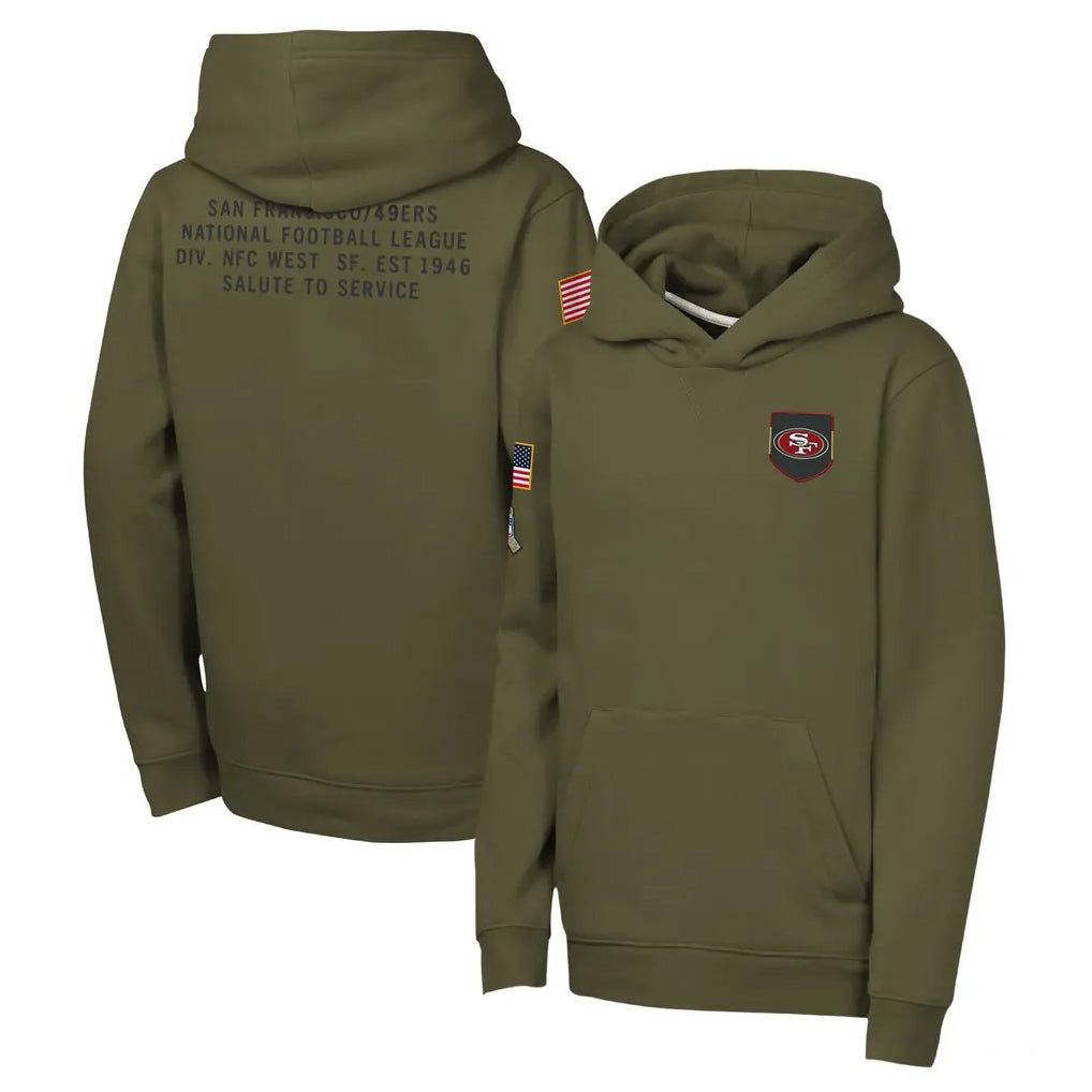 Cooneas SF.49ers Olive Salute to Service Pullover Hoodies Limited Blank Player Stitched Jerseys