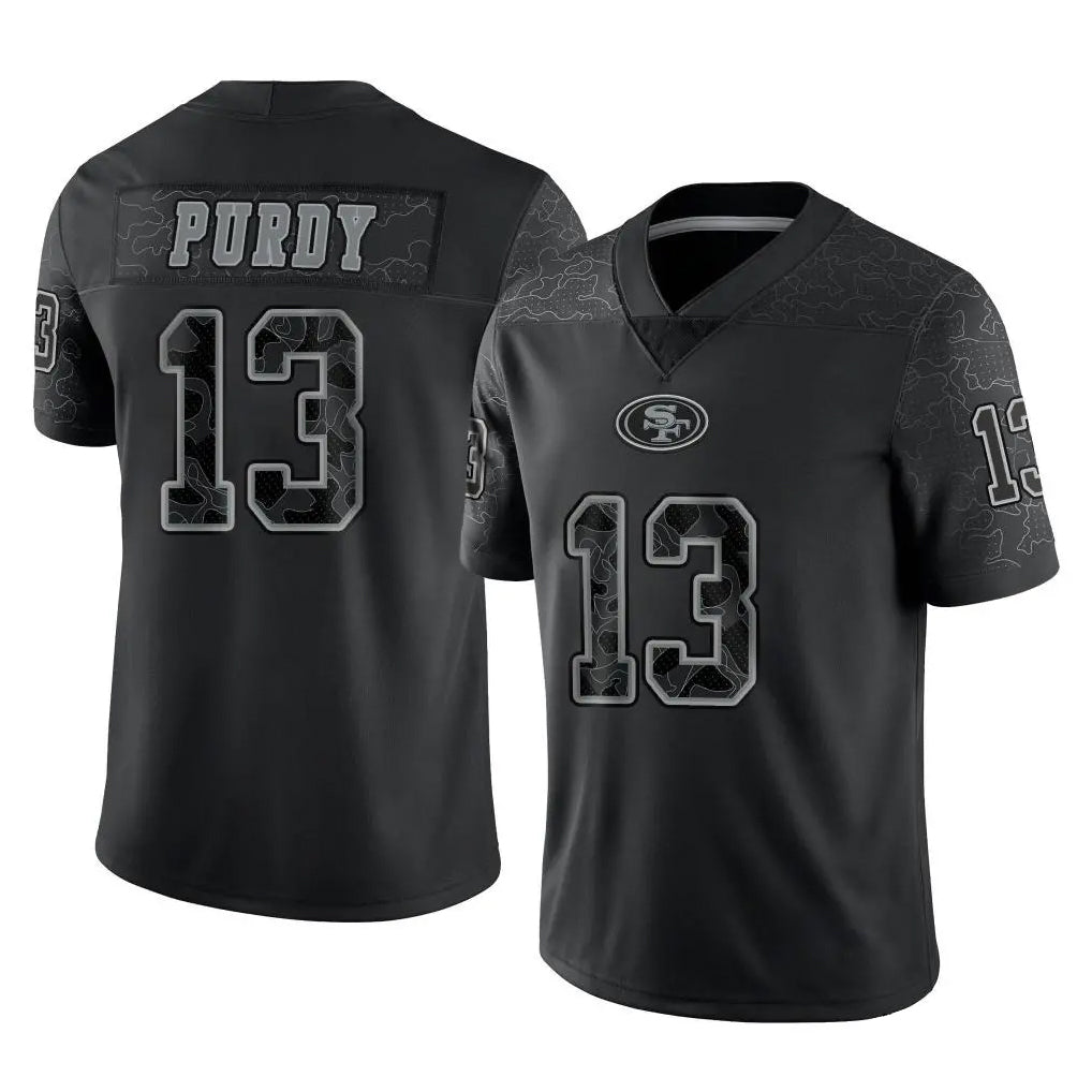 Cooneas SF.49ers #13 Brock Purdy Player Black Limited Reflective Home Game Stitched Jerseys