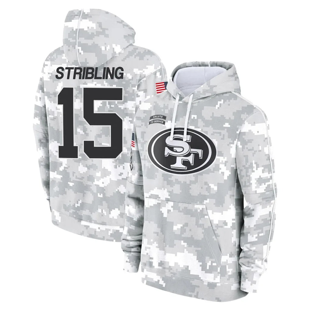 Cooneas SF.49ers #15 De'Zhaun Stribling Player Arctic Camo Limited Salute to Service Pullover Hoodies Game Stitched Jerseys
