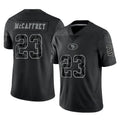 Cooneas SF.49ers #23 Christian McCaffrey Player Black Limited Reflective Home Game Stitched Jerseys