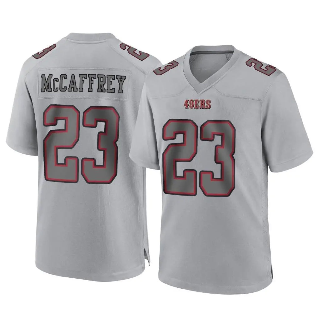 Cooneas SF.49ers #23 Christian McCaffrey Player Gray Atmosphere Fashion Home Game Stitched Jerseys