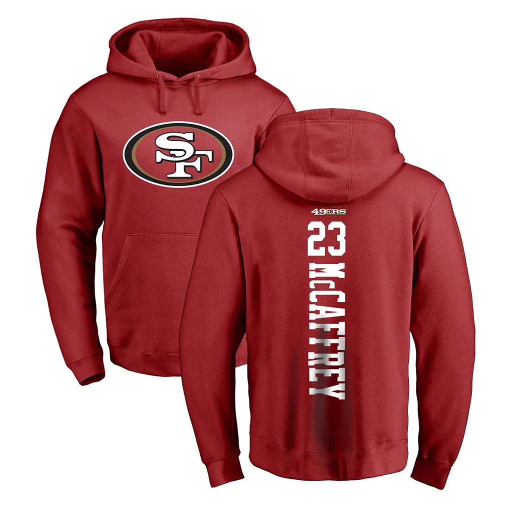 Cooneas SF.49ers #23 Christian McCaffrey Player Red LOGO Pullover Hoodies Home Game Stitched Jerseys